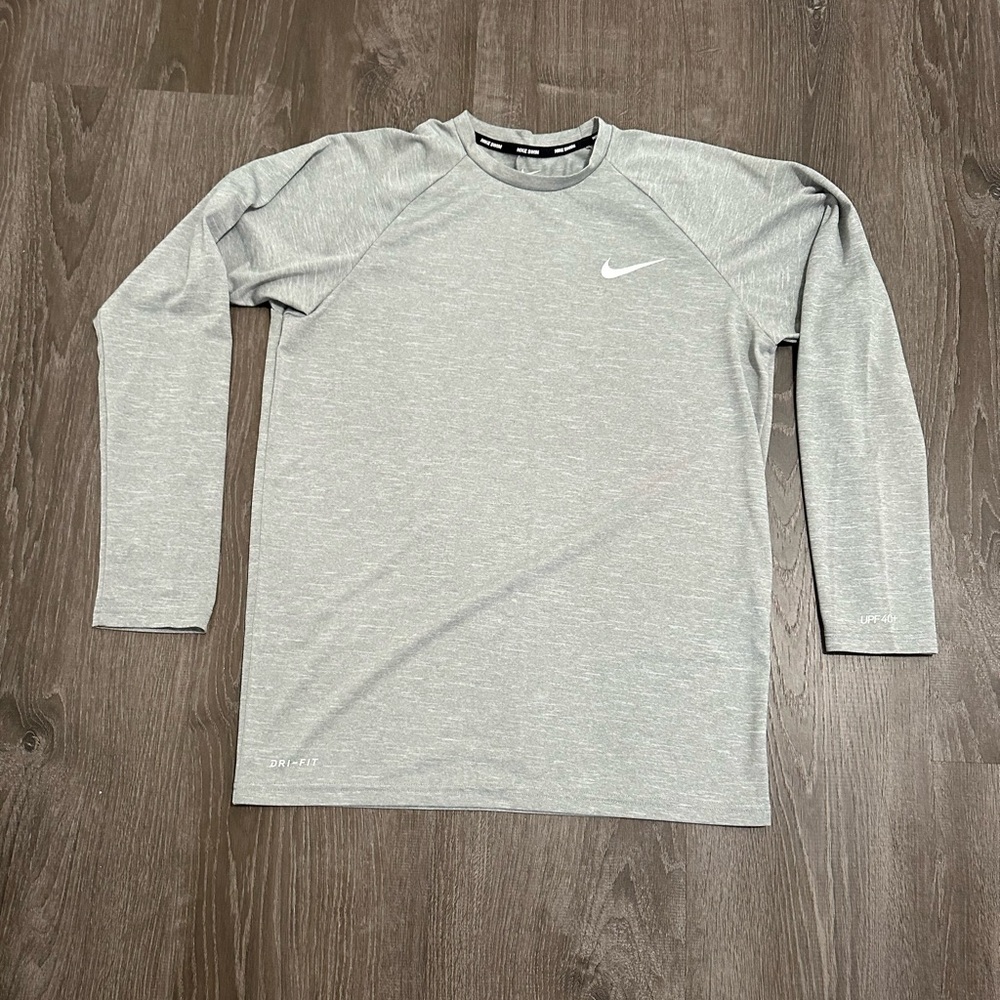 Nike Swim Dri-Fit Men’s SPF 40 Long Sleeve Shirt Heather Gray Size S